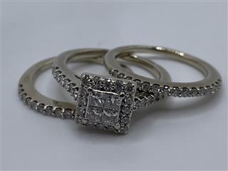 Lady's Diamond Wedding Set 61 Diamonds 1.42 Carat T.W. 14K White Gold 9.1g